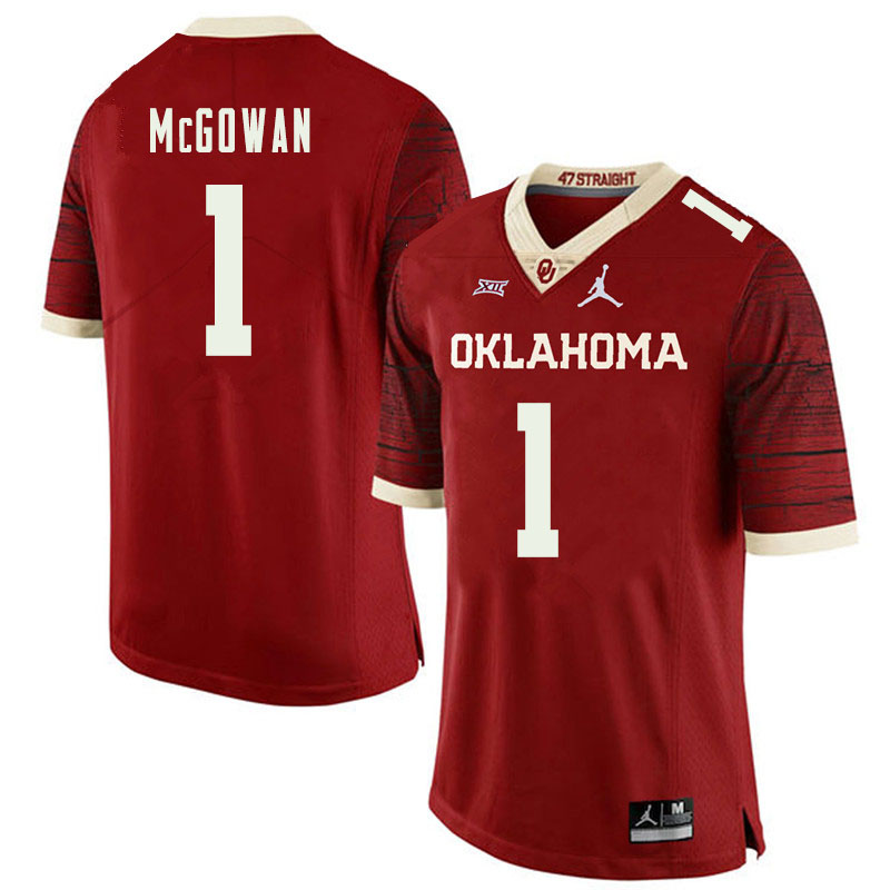 Oklahoma Sooners #1 Seth McGowan College Football Jerseys Sale-Retro